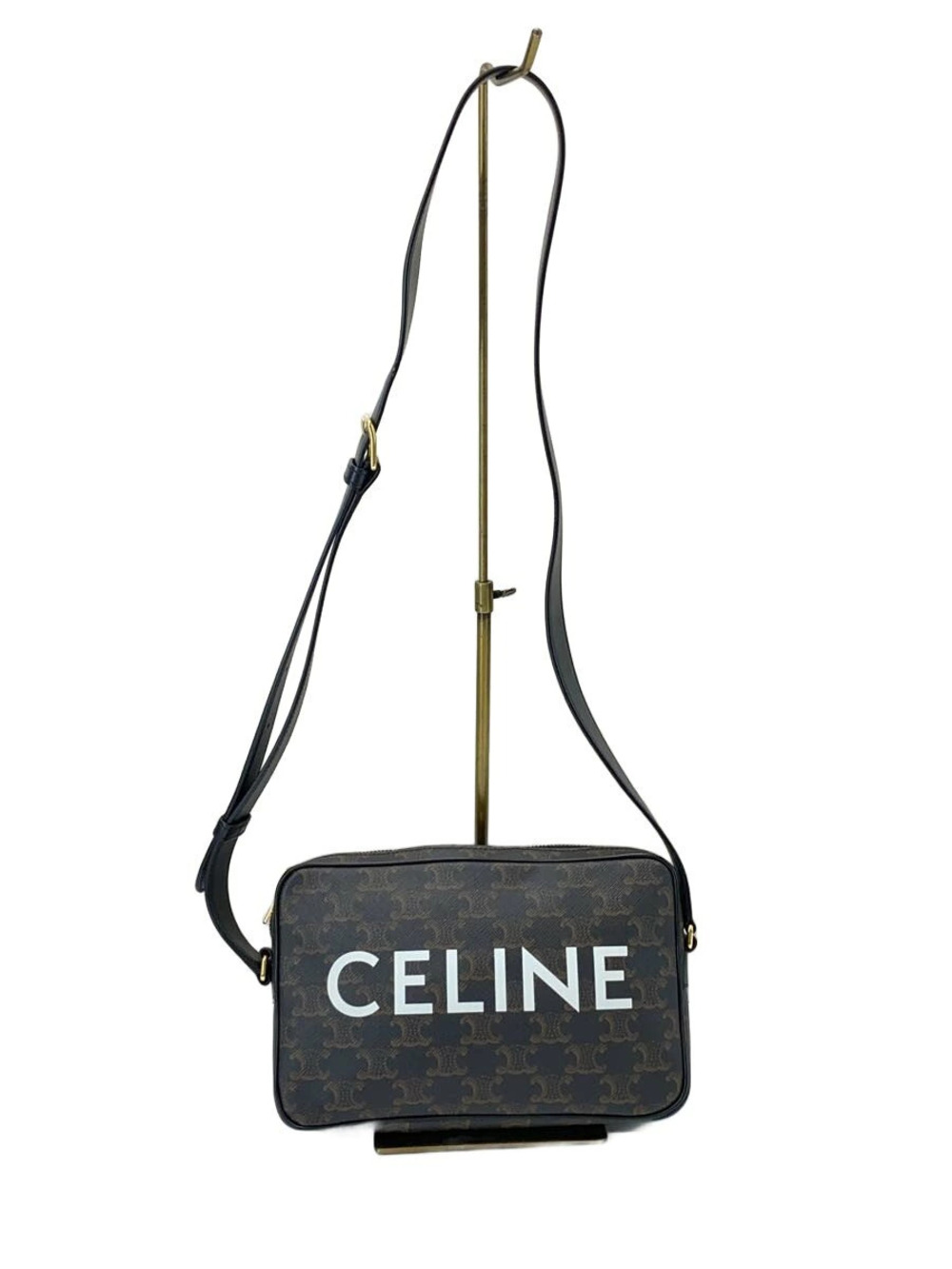 Celine Triomphe Shoulder Bag Black x Brown All over